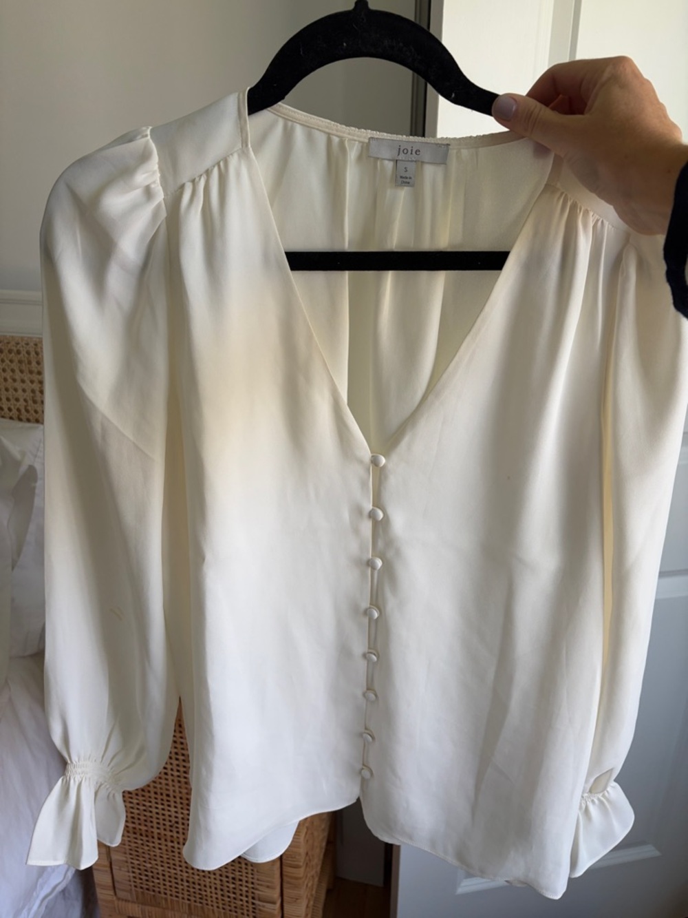 Joie Ivory V-Neck Button-Front Blouse